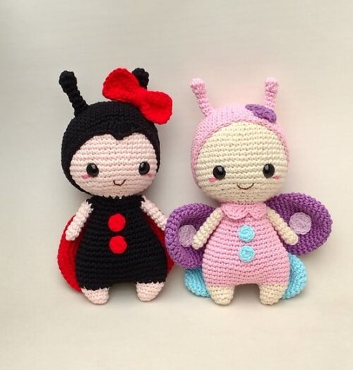 Kit Joaninha e Borboleta Amigurumi - Jardim Encantado