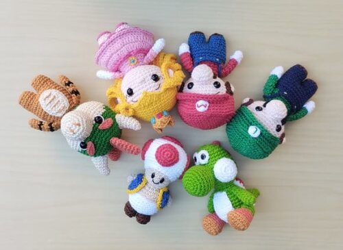 Kit Super Mario Bros. Chibi Amigurumi - 6 Personagens