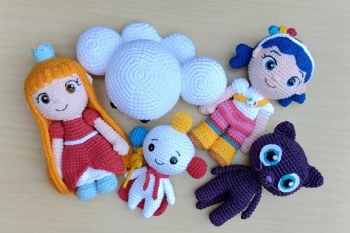 Kit Vera e o Reino Arco-íris 5 Personagens Amigurumi