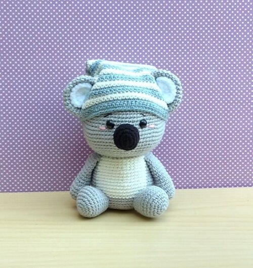 Koala (coala) Kiko com Touquinha Amigurumi