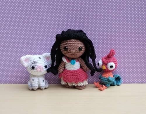 Moana, Puá e Hei Hei (Moana) Amigurumi