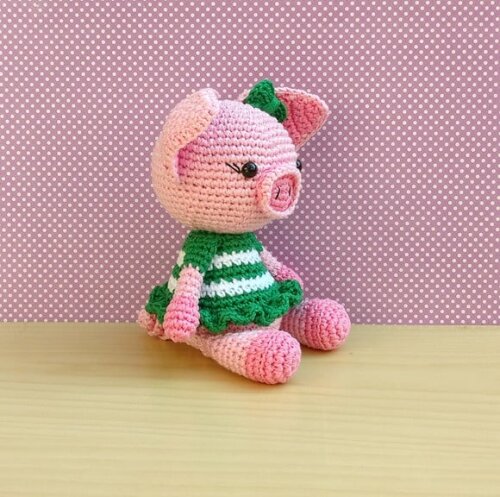Porquinha Duda palmeirense Amigurumi