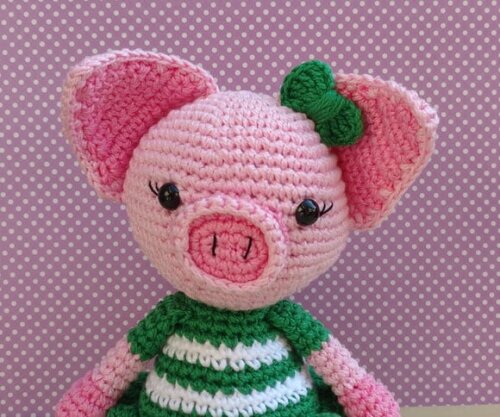 Porquinha Duda palmeirense Amigurumi