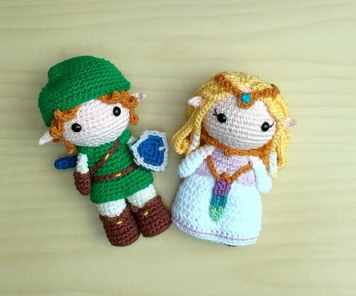 Princesa Zelda e Link (A Lenda de Zelda) Amigurumi