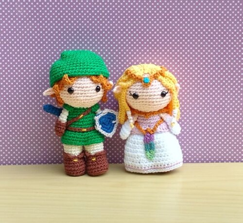 Princesa Zelda e Link (A Lenda de Zelda) Amigurumi