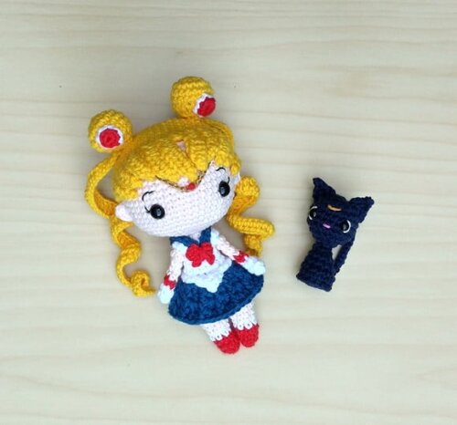Sailor Moon e Luna Amigurumi