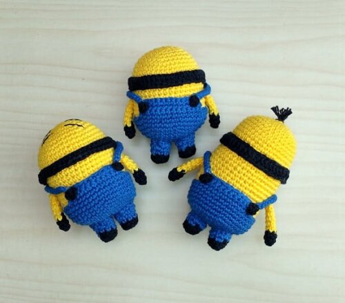 Trio Minions - Bob, Stuart e Kevin Amigurumi