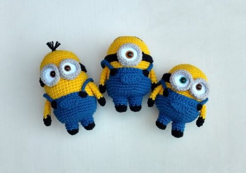 Trio Minions - Bob, Stuart e Kevin Amigurumi