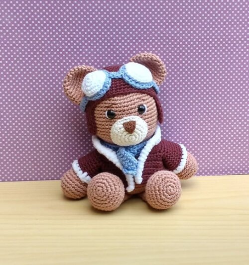 Urso Aviador Álvaro Amigurumi