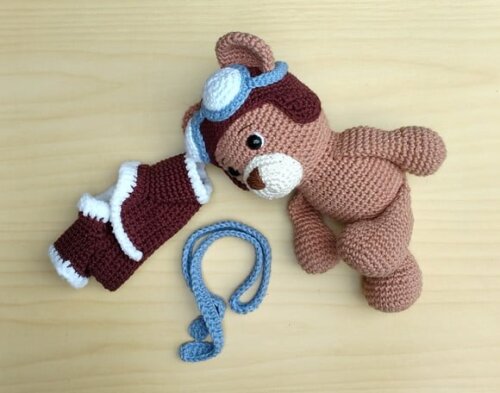 Urso Aviador Álvaro Amigurumi