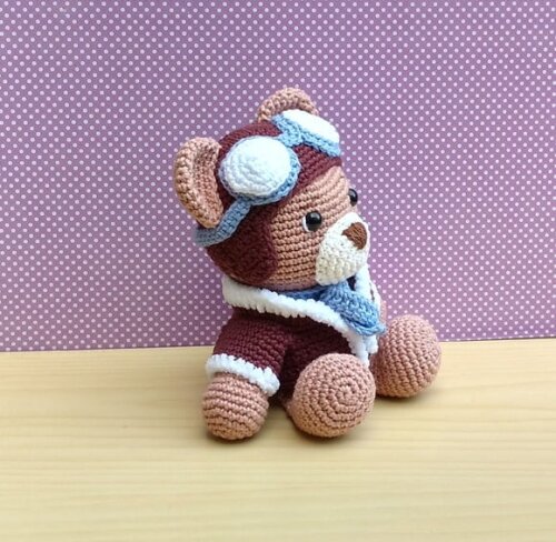 Urso Aviador Álvaro Amigurumi