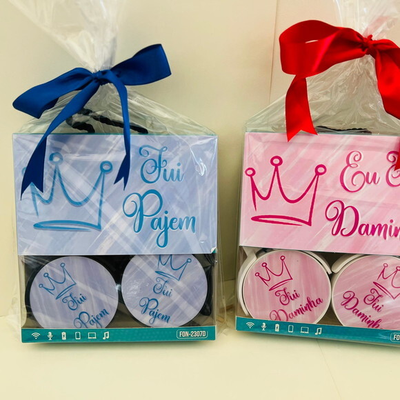 Kit 15unid Casamento Dama e Pajem Fone sem Fio Personalizado