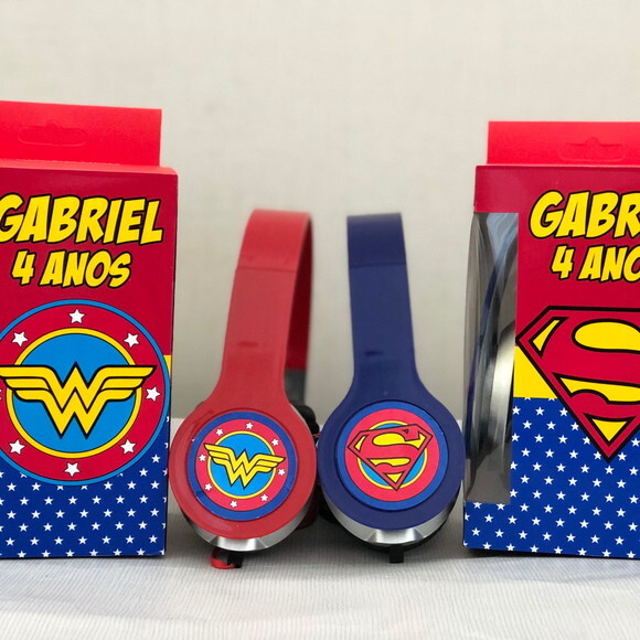 Kit 20 Unid Mulher Maravilha/super Homem Fones Personaliz