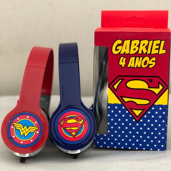 Kit 20 Unid Mulher Maravilha/super Homem Fones Personaliz