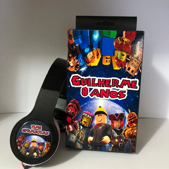 Kit 20 Unid Roblox Space Fones com Caixinha Personalizados