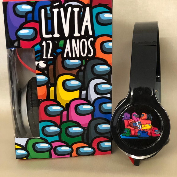 Kit 20 Unidades Among Us Fones com Caixinha Personalizados