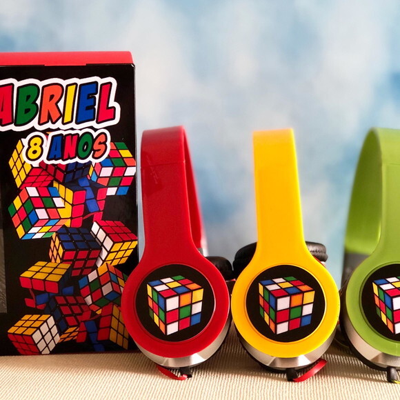 Kit 20 Unidades Cubo Mágico Fones Caixinhas Personalizados