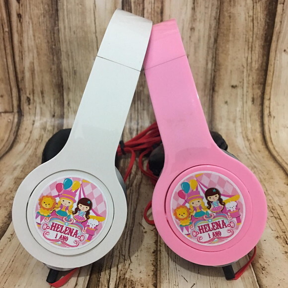 Kit 20 Unidades Circo Rosa- Fone de Ouvido Personalizado