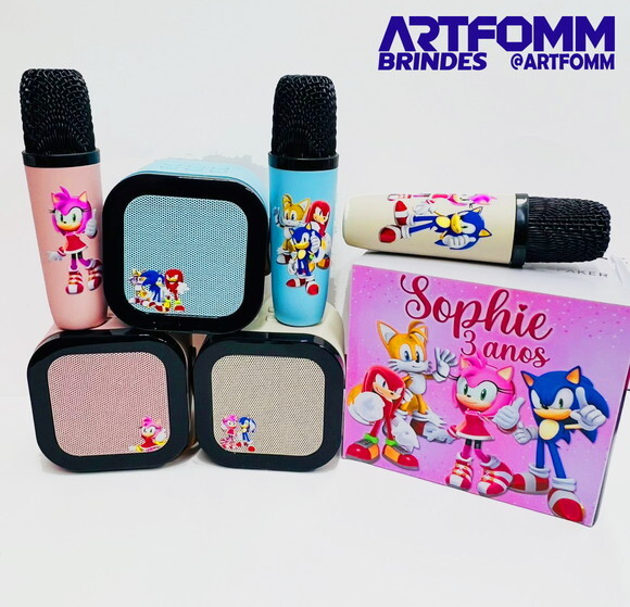 Kit 20 Unidades de Karaokê Personalizado Sonic e Amy Rose