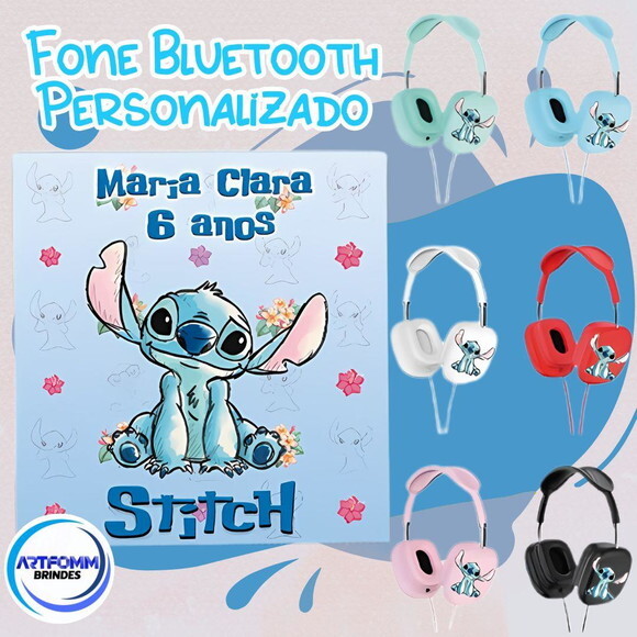 Kit 20 Unidades Fone de Ouvido com Fio Personalizado Stitch