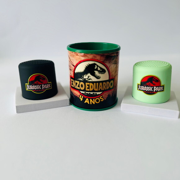 Kit 20 Unidades Mini Caixinha de Som Bluetooth Jurassic Park