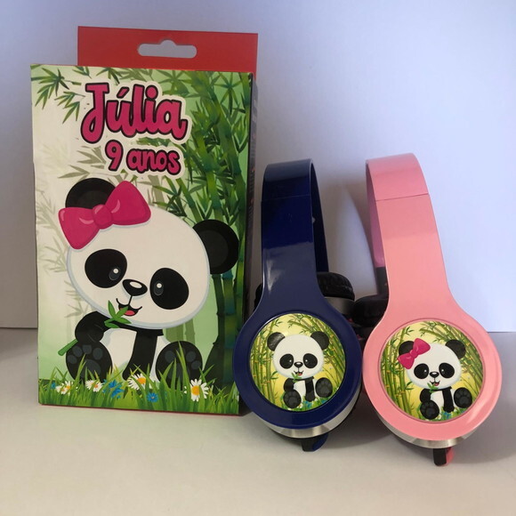 Kit 20 Unidades Panda Fones com Caixinha Personalizados