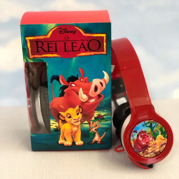 Kit 20 Unidades Rei Leão Fone Personalizados com Caixinhas