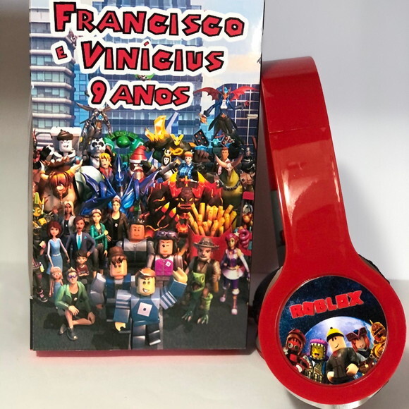 Kit 20 Unidades Roblox Fones com Caixinha Personalizados