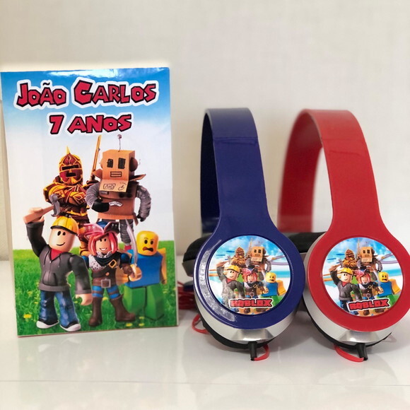Kit 20 Unidades Roblox Fones com Caixinha Personalizados