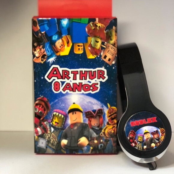 Kit 20 Unidades Roblox Fones com Caixinha Personalizados