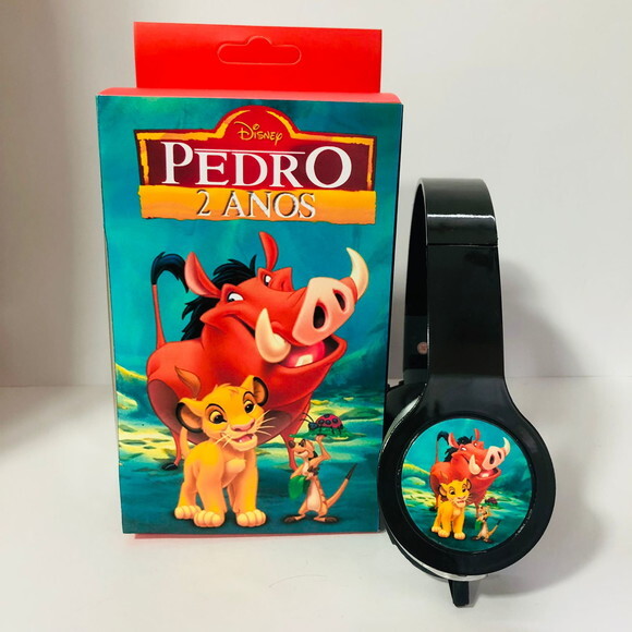 Kit 20 Unidades Rei Leão Fones com Caixinha Personalizados