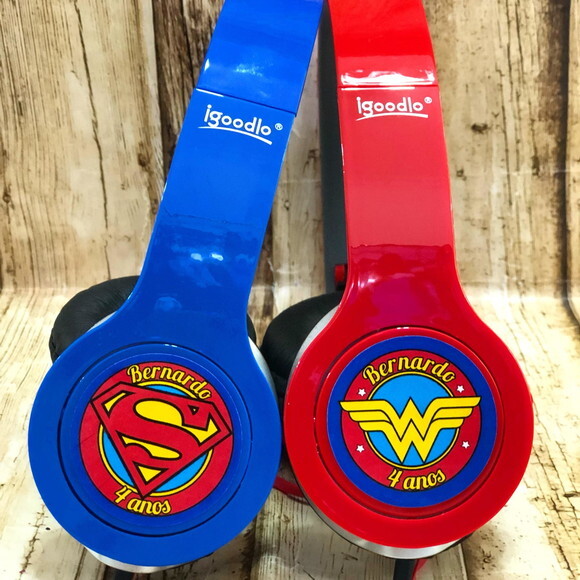 Kit 20un Super Homem e Mulher Maravilha- Fone Personalizado