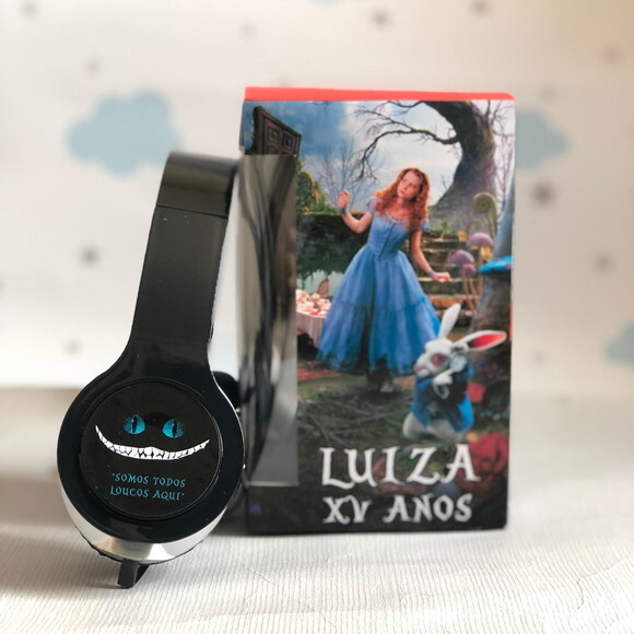 Kit 20unid Alice no País das Maravilhas Fone Personalizados