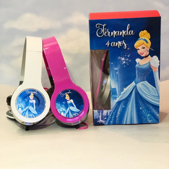 Kit com 20 Unidades Cinderela Fone Personalizados