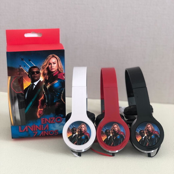 Kit com 20 Unidades Capitã Marvel Fones Personalizados