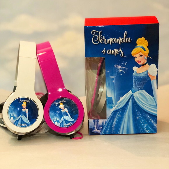 Kit com 20 Unidades Cinderela Fone Personalizados