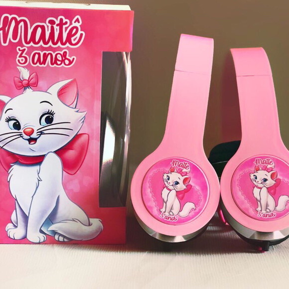 Kit com 20 Unidades Gatinha Marie Fone Ouvido Personalizado