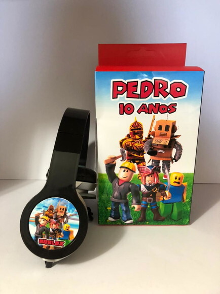 Kit com 20 Unidades Roblox Fones Personalizados com Caixinha