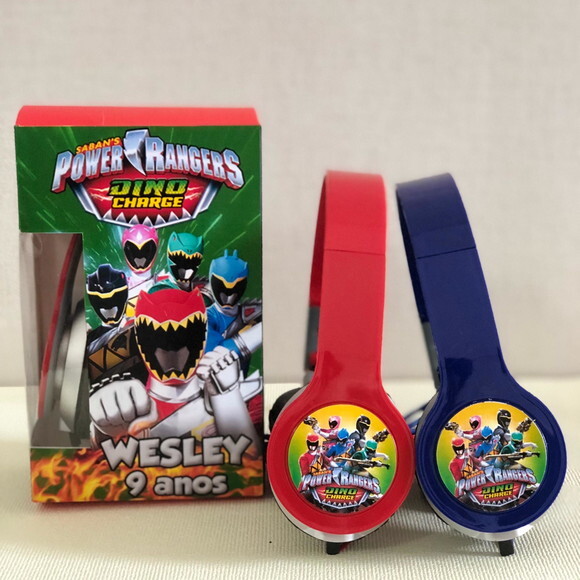 Kit com 20 Unidades Power Rangers Dino- Fones Personalizados