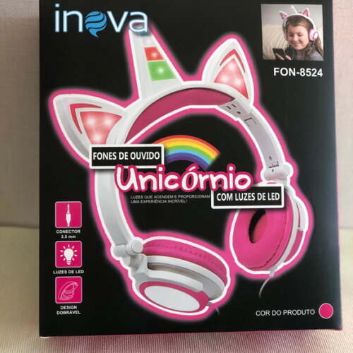Fone de ouvido Unicornio com Led