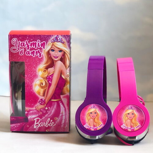 Kit 20 un Barbie Fone de Ouvido Personalizado com Caixinha