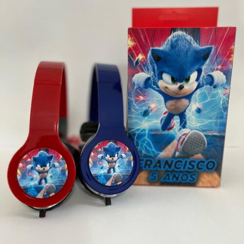 Kit 20 Und Infantil- Sonic Fones com Caixinha Personalizados