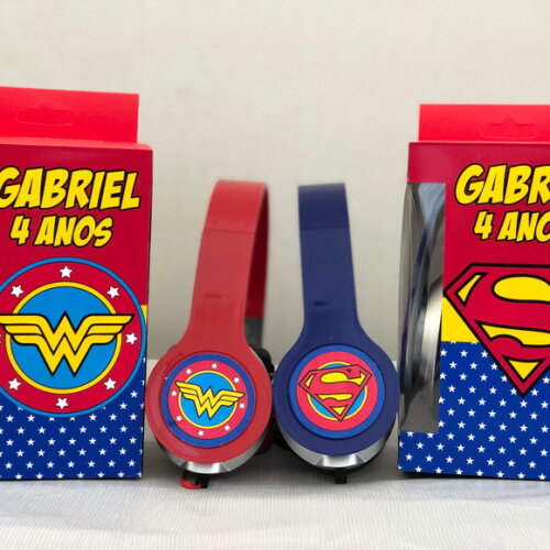 Kit 20 Unid Mulher Maravilha/super Homem Fones Personaliz