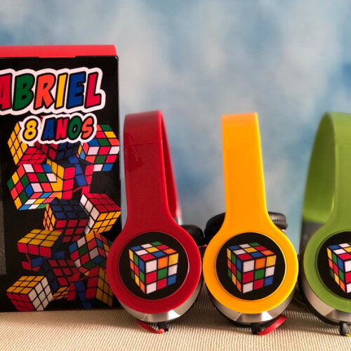 Kit 20 Unidades Cubo Mágico Fones Caixinhas Personalizados
