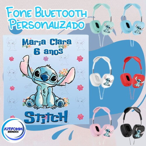 Kit 20 Unidades Fone de Ouvido com Fio Personalizado Stitch