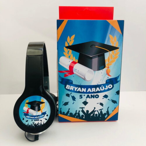Kit 20 Unidades Formatura Fones com Caixinha Personalizados