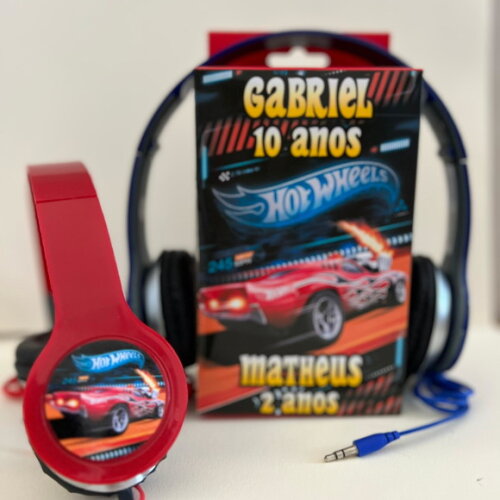 Kit 20 Unidades Hotwheels Fones com Caixinha Personalizados