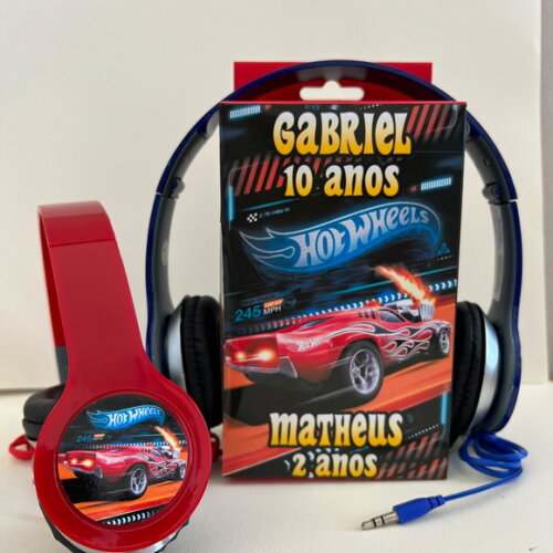 Kit 20 Unidades Hotwheels Fones com Caixinha Personalizados