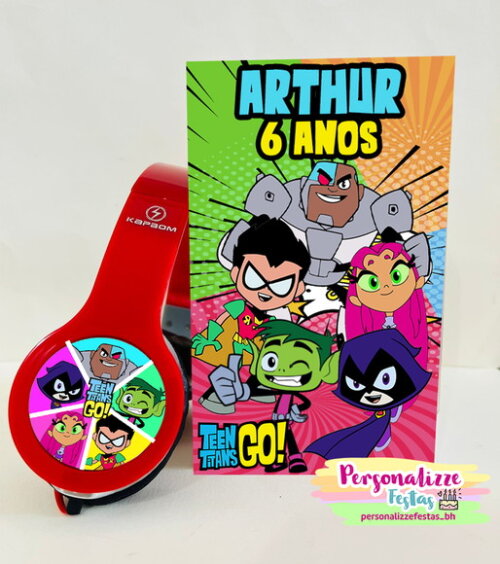 Kit 20 Unidades Jovens Titãs Fones e Caixinha Personalizados