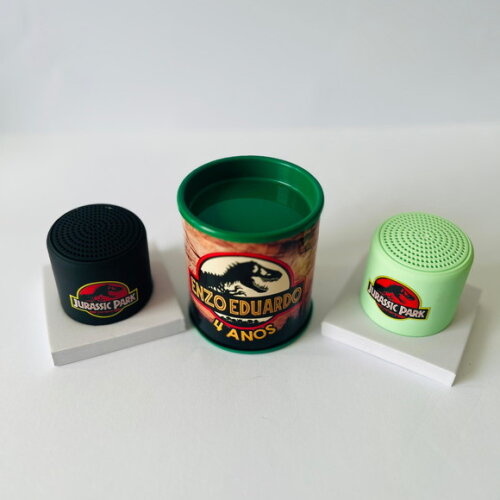 Kit 20 Unidades Mini Caixinha de Som Bluetooth Jurassic Park